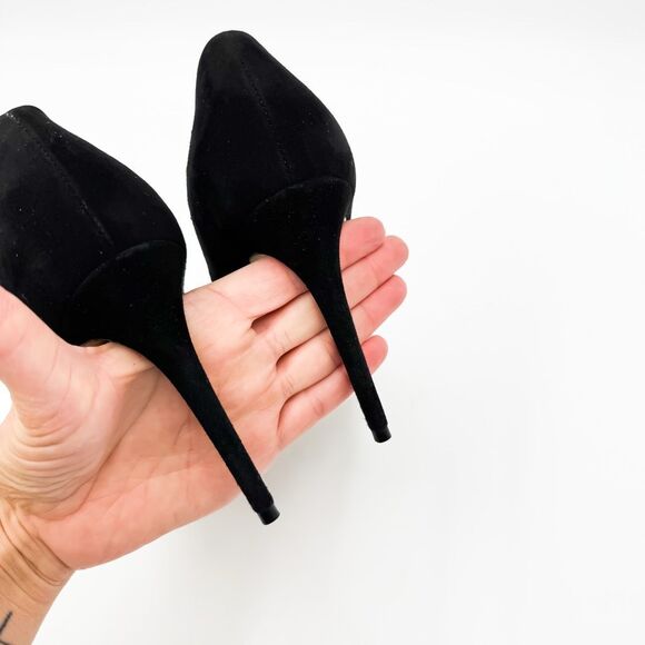 Gucci Heels Web Stripe Bow Black Suede Pumps Heels EU 37.5 US 7.5 - Picture 11 of 14